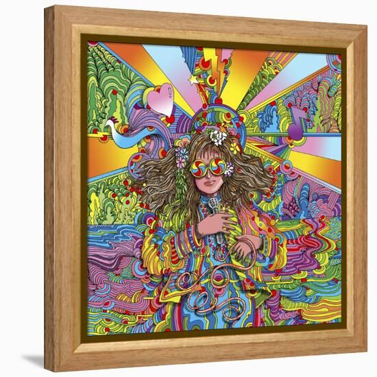 Hippie Chick Swril Glasses-Howie Green-Framed Premier Image Canvas