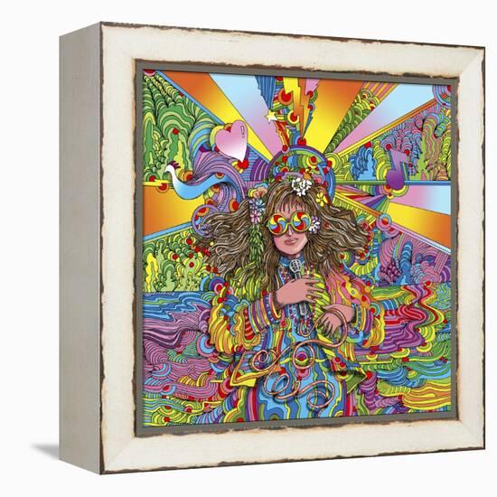 Hippie Chick Swril Glasses-Howie Green-Framed Premier Image Canvas