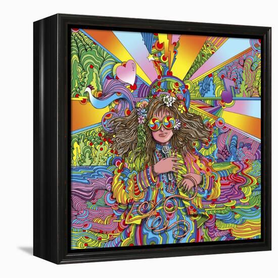 Hippie Chick Swril Glasses-Howie Green-Framed Premier Image Canvas