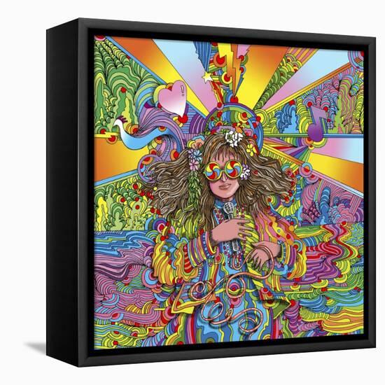 Hippie Chick Swril Glasses-Howie Green-Framed Premier Image Canvas