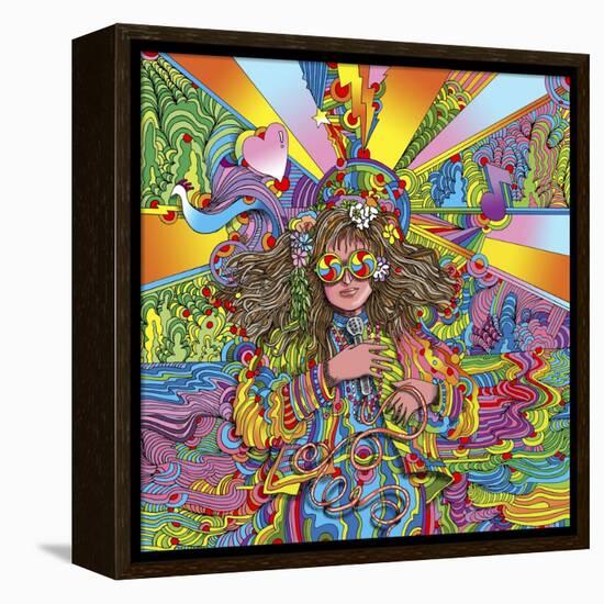 Hippie Chick Swril Glasses-Howie Green-Framed Premier Image Canvas