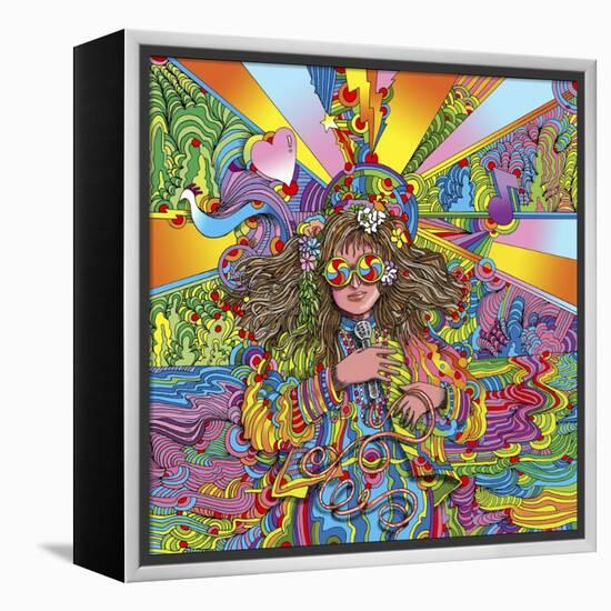 Hippie Chick Swril Glasses-Howie Green-Framed Premier Image Canvas