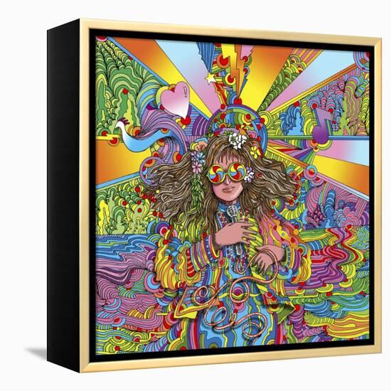 Hippie Chick Swril Glasses-Howie Green-Framed Premier Image Canvas