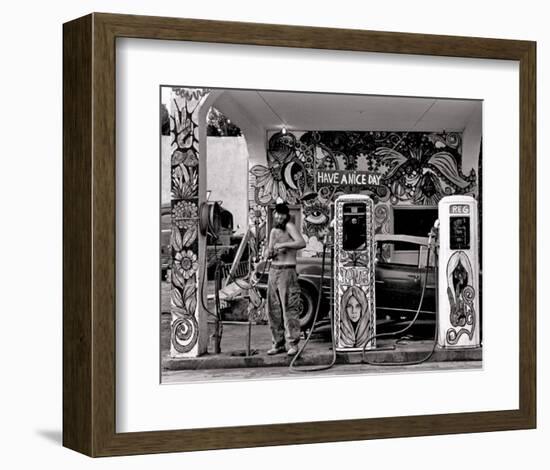 Hippie Gas Station, 1971-Dennis Stock-Framed Art Print