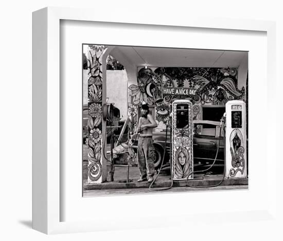 Hippie Gas Station, 1971-Dennis Stock-Framed Art Print