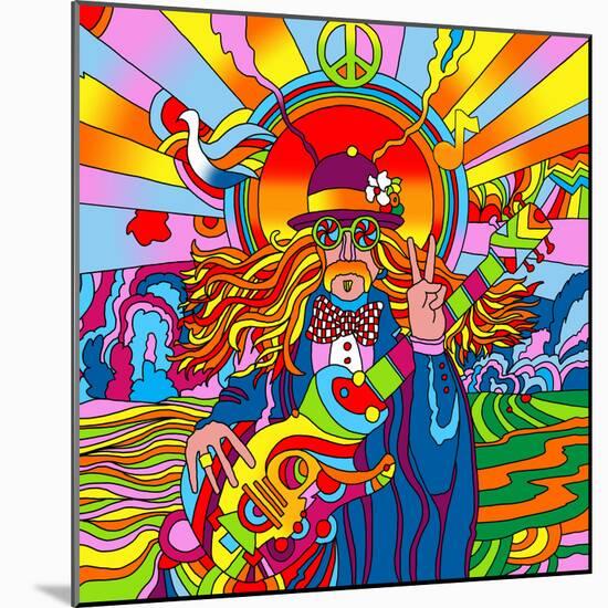 Hippie Musician 1-Howie Green-Mounted Art Print