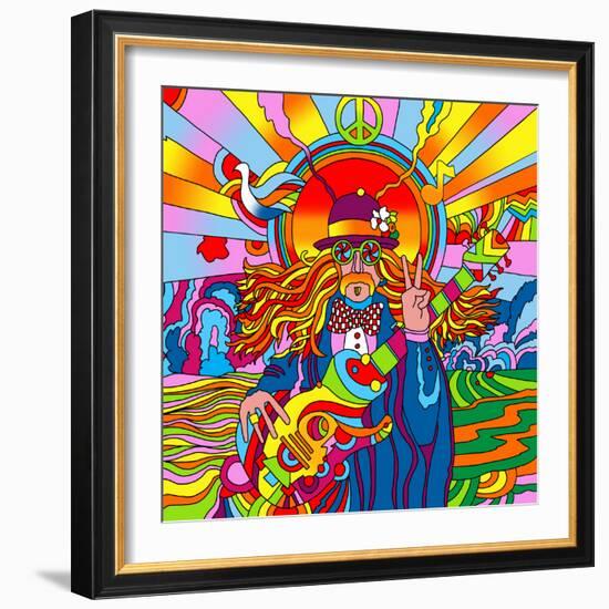 Hippie Musician 1-Howie Green-Framed Art Print