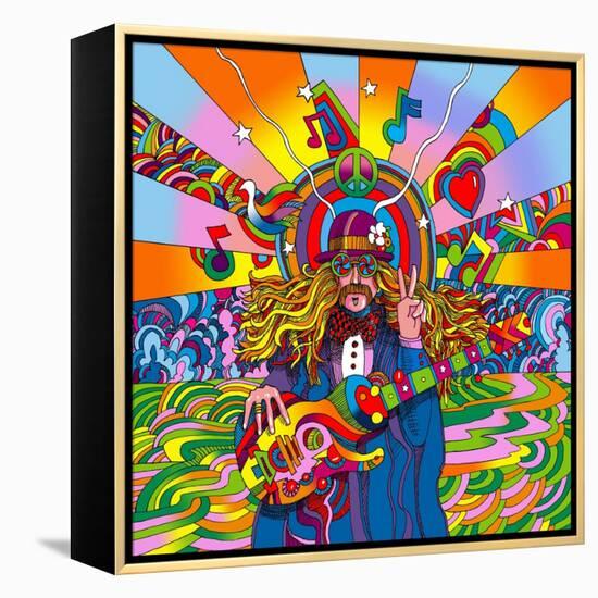 Hippie Musician-Howie Green-Framed Premier Image Canvas