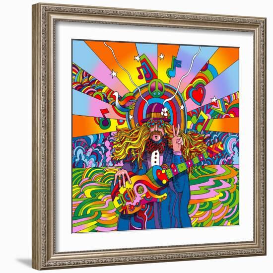 Hippie Musician-Howie Green-Framed Giclee Print