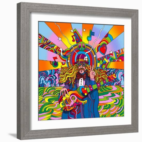 Hippie Musician-Howie Green-Framed Giclee Print