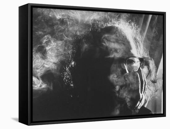 Hippie Poet Allen Ginsberg Smoking-John Loengard-Framed Premier Image Canvas