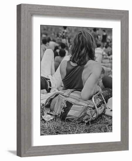 Hippies at Woodstock Music Festival-null-Framed Photographic Print