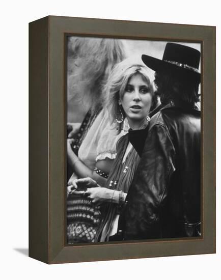 Hippies at Woodstock Music Festival-null-Framed Premier Image Canvas