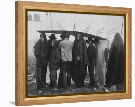 Hippies at Woodstock Music Festival-John Dominis-Framed Premier Image Canvas