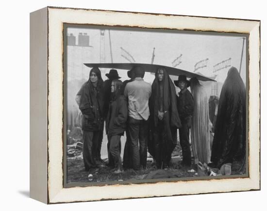 Hippies at Woodstock Music Festival-John Dominis-Framed Premier Image Canvas