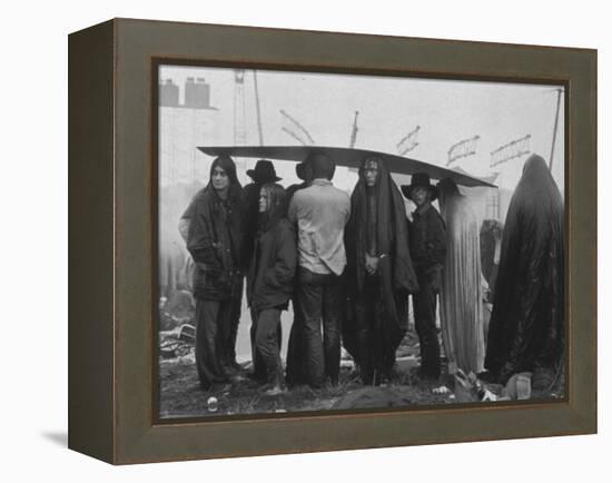 Hippies at Woodstock Music Festival-John Dominis-Framed Premier Image Canvas