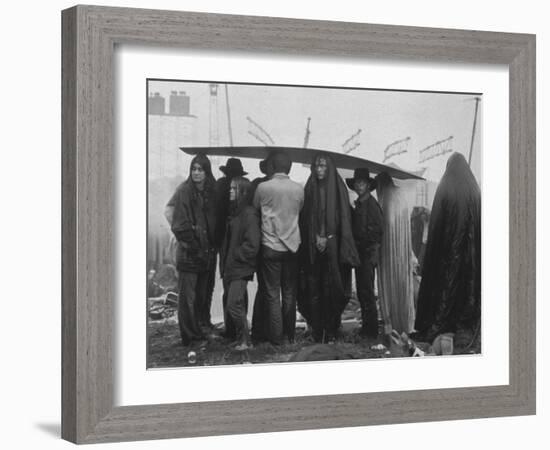 Hippies at Woodstock Music Festival-John Dominis-Framed Photographic Print