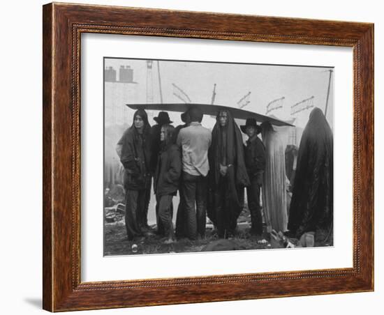 Hippies at Woodstock Music Festival-John Dominis-Framed Photographic Print