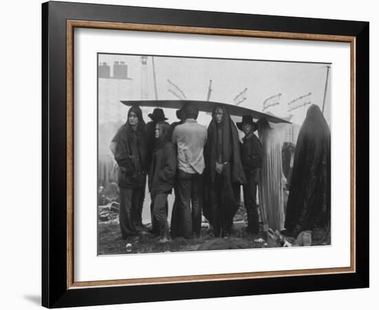 Hippies at Woodstock Music Festival-John Dominis-Framed Photographic Print