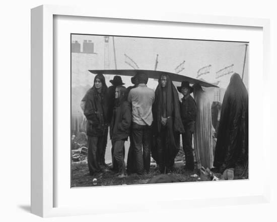 Hippies at Woodstock Music Festival-John Dominis-Framed Photographic Print
