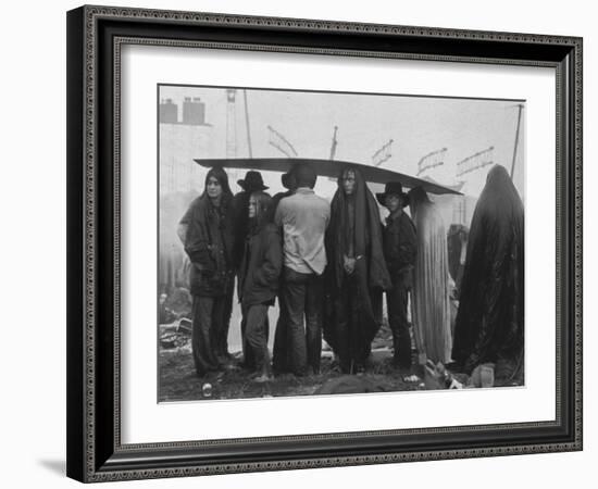 Hippies at Woodstock Music Festival-John Dominis-Framed Photographic Print