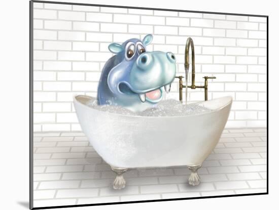 Hippo In Bathtub-Matthew Piotrowicz-Mounted Art Print