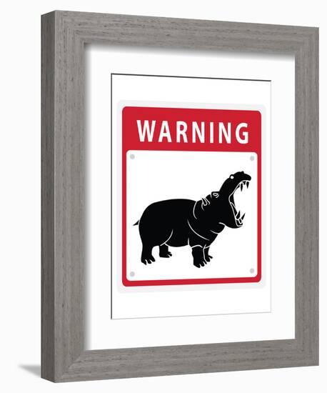 Hippo Warning Sign-null-Framed Art Print