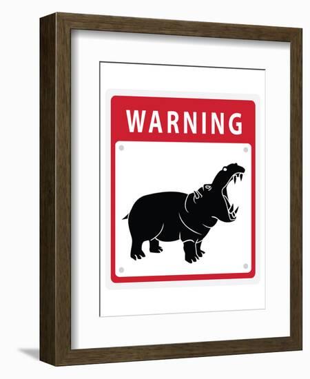 Hippo Warning Sign-null-Framed Art Print