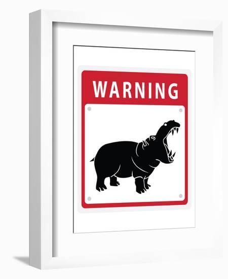 Hippo Warning Sign-null-Framed Art Print
