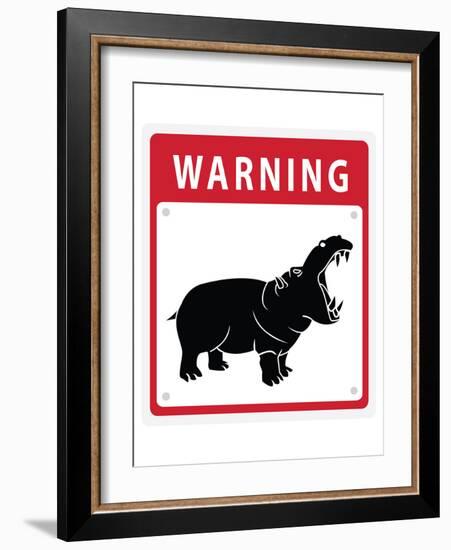 Hippo Warning Sign-null-Framed Art Print