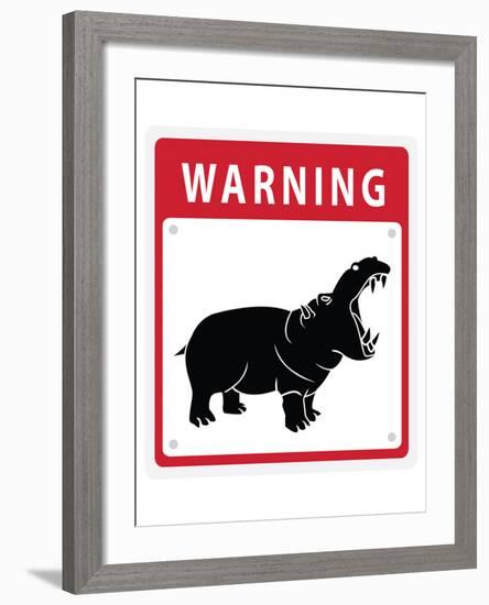 Hippo Warning Sign-null-Framed Art Print