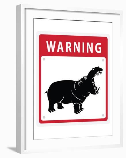 Hippo Warning Sign-null-Framed Art Print