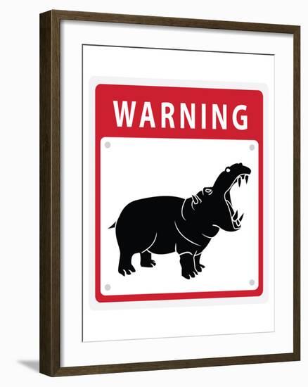 Hippo Warning Sign-null-Framed Art Print