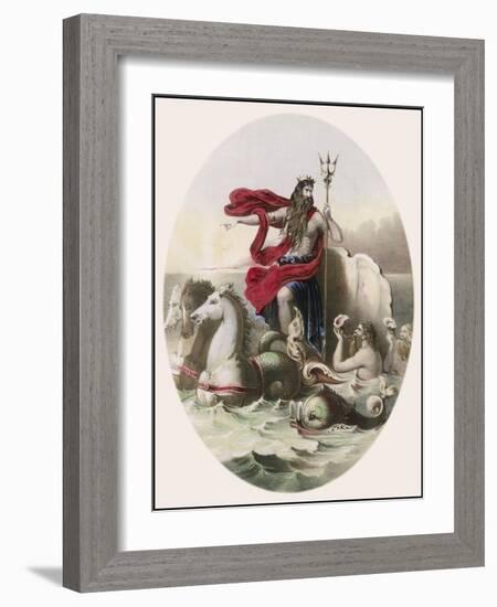 Hippocampi Beasts Who were Half Horse Half Fish Draw Neptune's Chariot Across the Sea-null-Framed Art Print