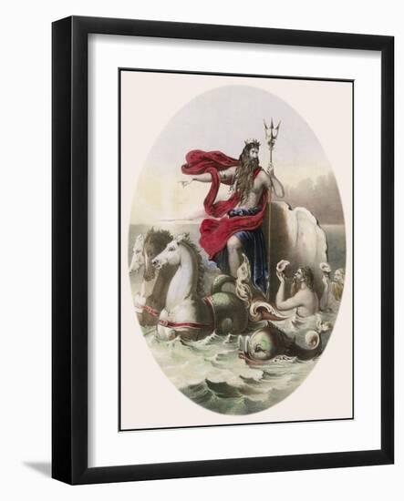 Hippocampi Beasts Who were Half Horse Half Fish Draw Neptune's Chariot Across the Sea-null-Framed Art Print