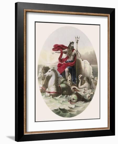 Hippocampi Beasts Who were Half Horse Half Fish Draw Neptune's Chariot Across the Sea-null-Framed Art Print