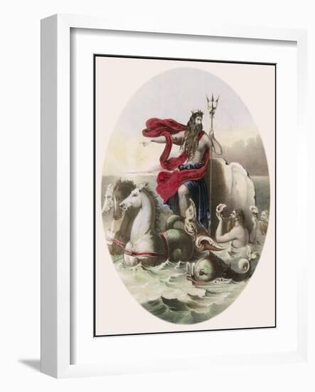 Hippocampi Beasts Who were Half Horse Half Fish Draw Neptune's Chariot Across the Sea-null-Framed Art Print
