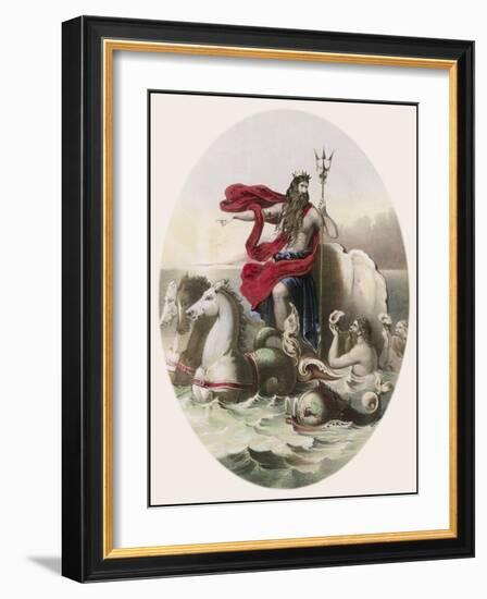 Hippocampi Beasts Who were Half Horse Half Fish Draw Neptune's Chariot Across the Sea-null-Framed Art Print