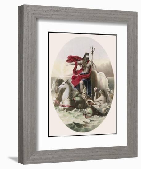 Hippocampi Beasts Who were Half Horse Half Fish Draw Neptune's Chariot Across the Sea-null-Framed Art Print