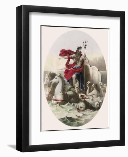 Hippocampi Beasts Who were Half Horse Half Fish Draw Neptune's Chariot Across the Sea-null-Framed Art Print