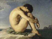 Jeune homme nu assis au bord de la mer - Etude-Hippolyte Flandrin-Giclee Print