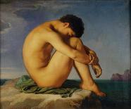 Naked Young Man Sitting by the Sea, 1855-Hippolyte Flandrin-Framed Giclee Print