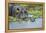 Hippopotamus Adult and Juvenile Heads in Weeds with Young-null-Framed Premier Image Canvas