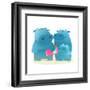 Hippopotamus Family with Book. Mother Father and Child. Happy Fun Watercolor Style Zoo Animal Paren-Popmarleo-Framed Art Print
