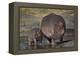 Hippopotamus (Hippopotamus Amphibius) Mother and Calf-James Hager-Framed Premier Image Canvas