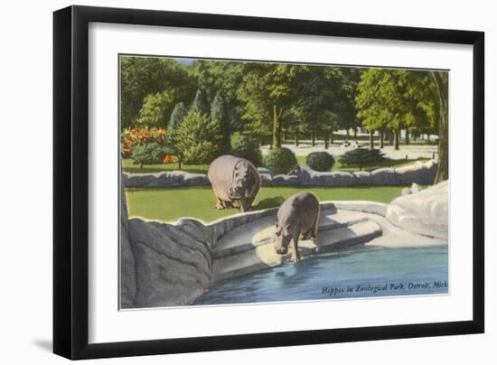 Hippopotamus in Zoo, Detroit, Michigan-null-Framed Premium Giclee Print