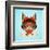 Hipster Cat Portrait-Macrovector-Framed Art Print