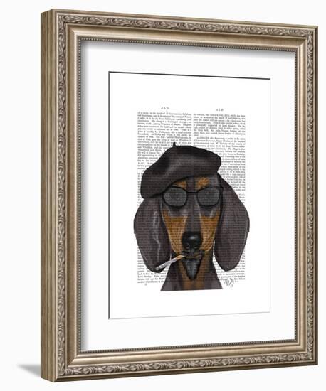 Hipster Dachshund Black and Tan-Fab Funky-Framed Art Print