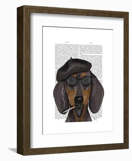 Hipster Dachshund Black and Tan-Fab Funky-Framed Art Print