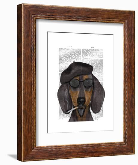 Hipster Dachshund Black and Tan-Fab Funky-Framed Art Print